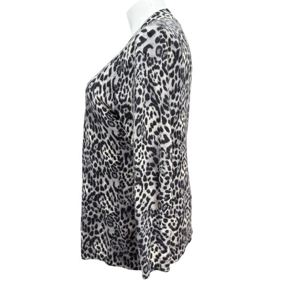 Charter Club Cardigan XL Gray Black Leopard Print Cashmere - Picture 5 of 8
